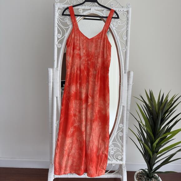 Raquel Allegra Dress Small 1 tie Tie Dye Sleeveless Midi Slip Boho Artsy Resort - Picture 1 of 12